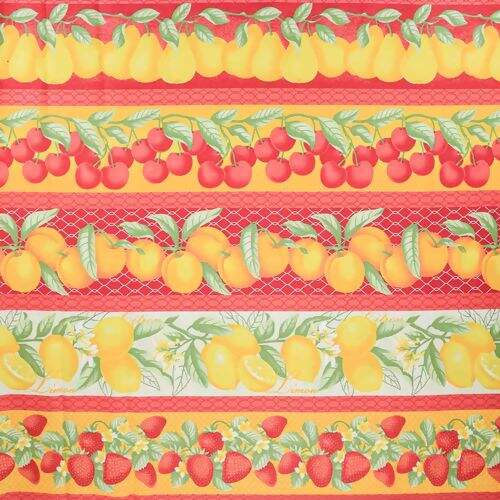 Tecido de Algodão Estampado (Meio Metro) - 2642 Coleção Frutas Realistas Faixas