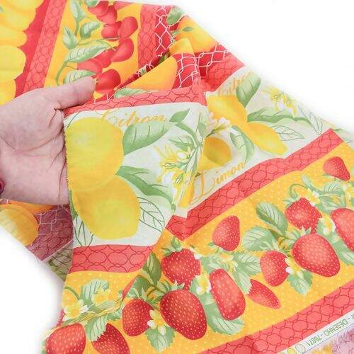 Tecido de Algodão Estampado (Meio Metro) - 2642 Coleção Frutas Realistas Faixas