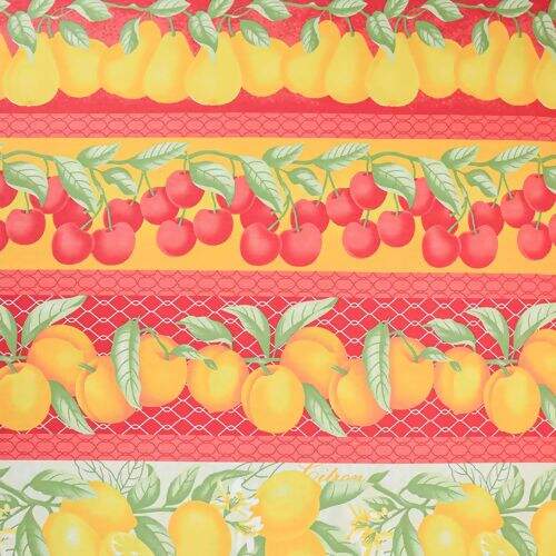Tecido de Algodão Estampado (Meio Metro) - 2642 Coleção Frutas Realistas Faixas