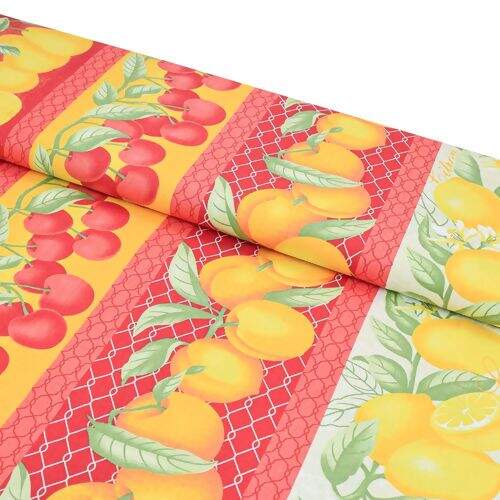 Tecido de Algodão Estampado (Meio Metro) - 2642 Coleção Frutas Realistas Faixas