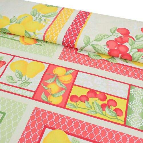 Tecido de Algodão Estampado (62 cm) - 2643 Coleção Frutas Realistas Jogo Americano