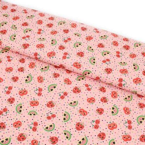 Tecido de Algodão Estampado (Meio Metro) - 2625 Coleção Frutinhas Vermelhas