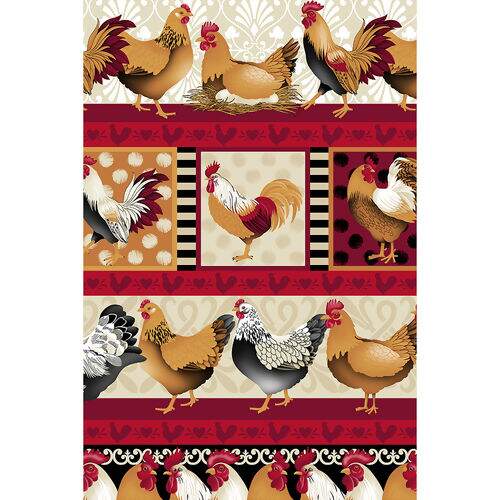 Pintura em tecido de galinha (jogo de cozinha série 1) 
