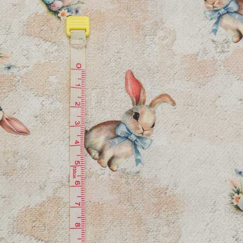 Tecido de Algodão Estampado (Meio Metro) - Páscoa Coelhinhos Ovos Coloridos