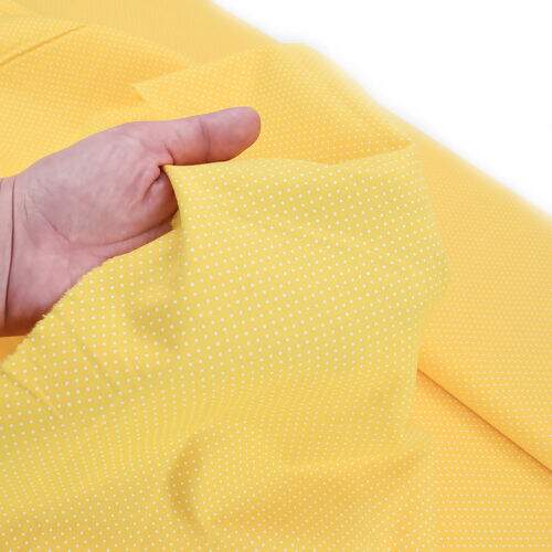 Tecido de Algodão Estampado (Meio Metro) - Poá Amarelo/Branco