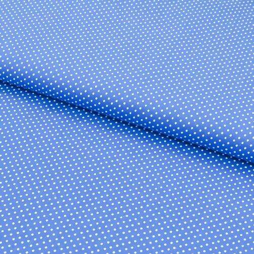 Tecido de Algodão Estampado (Meio Metro) - Poá Azul Celeste e Branco
