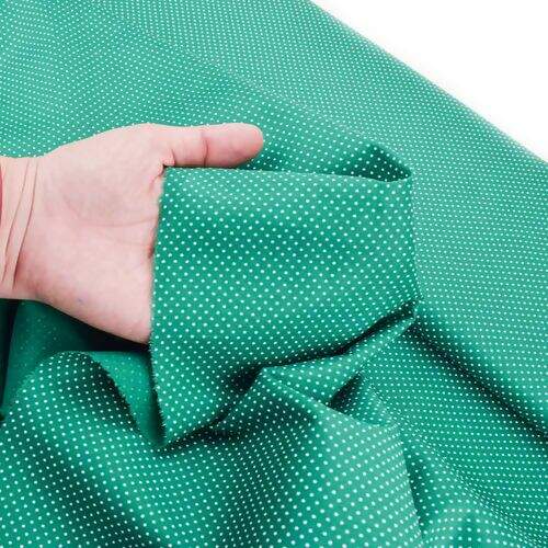 Tecido de Algodão Estampado (Meio Metro) - Poá Verde Bandeira e Branco