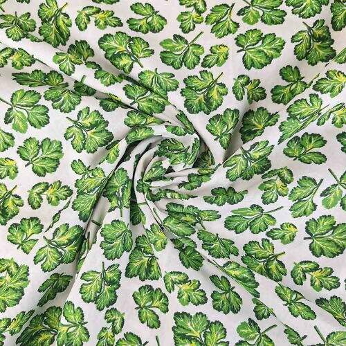 Tecido de Algodão Estampado (Meio Metro) - Salsinha Fundo Palha