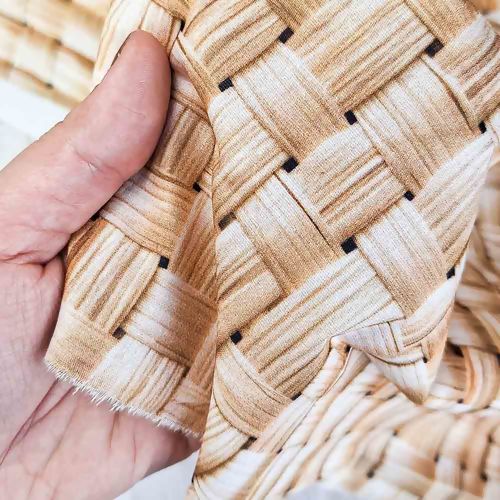 Tecido de Algodão Estampa Digital (Meio Metro) - Vime Trançado Areia