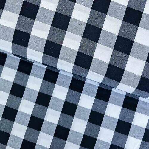 Tecido Xadrez 20mm 100% Algodão Fio Tinto 0,50x1,50m Cor:1049 Preto e Branco