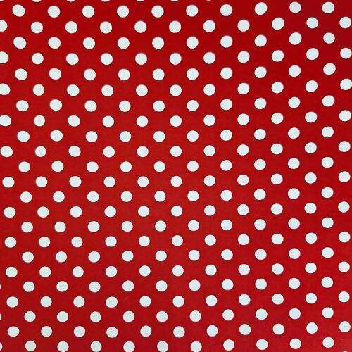 Tecido de Algodão Estampado (Meio Metro) - Vermelho e Bola Branca G