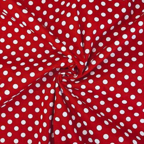 Tecido de Algodão Estampado (Meio Metro) - Vermelho e Bola Branca G