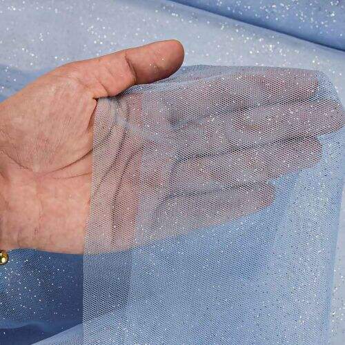 Tecido Tule Glitter 1,60 mt de Largura Azul - 1 Metro