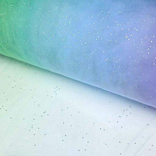 Tecido Tule Illusion Arco-íris Degradê com Glitter - 1 Metro