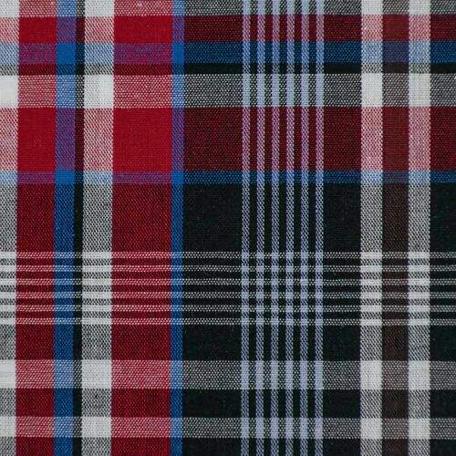 Tecido de Algodão Fio Tinto (Meio Metro) - Xadrez Escocês Ref. 005 Preto, Vermelho e Azul Royal