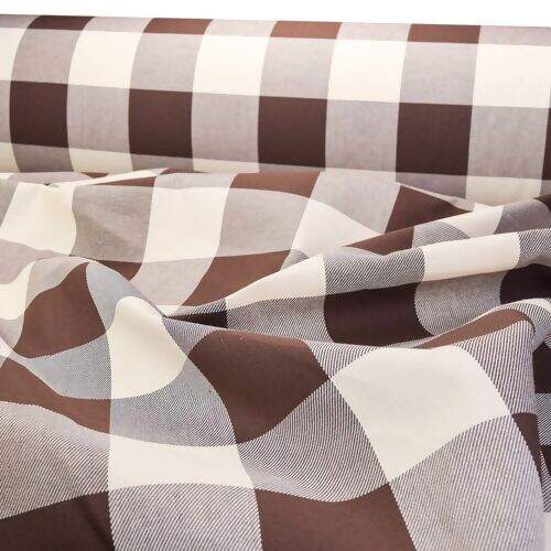 Tecido Grosso Decoração Xadrez Marrom e Bege 100% Algodão 1x1,60m