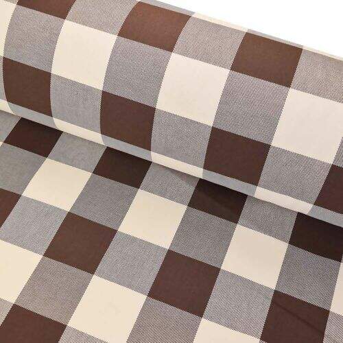 Tecido Grosso Decoração Xadrez Marrom e Bege 100% Algodão 1x1,60m