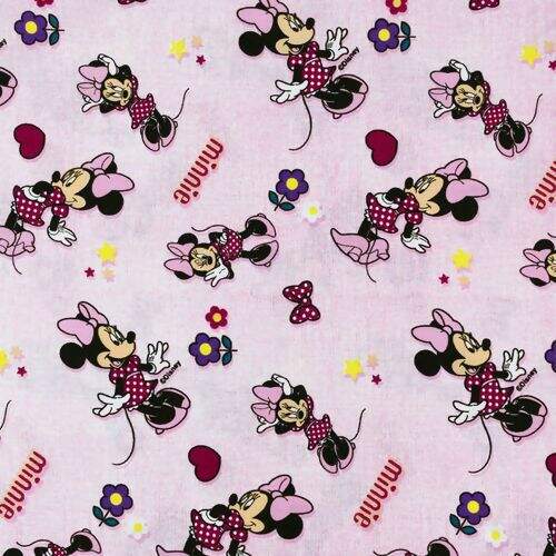 Tecido de Algodão Estampado (Meio Metro) - Coleção Disney Minnie Mouse com Textura
