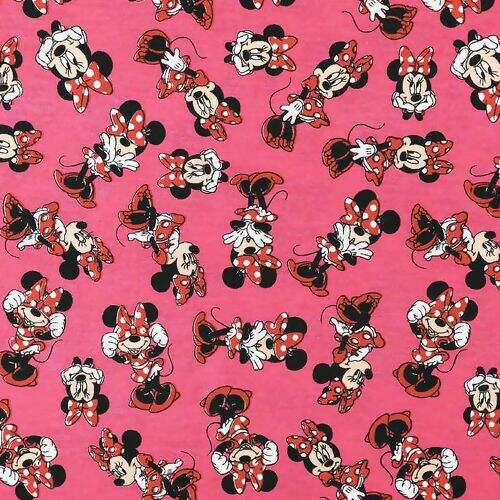 Tecido de Algodão Estampado (Meio Metro) - Coleção Disney Minnie Mouse Fundo Rosa