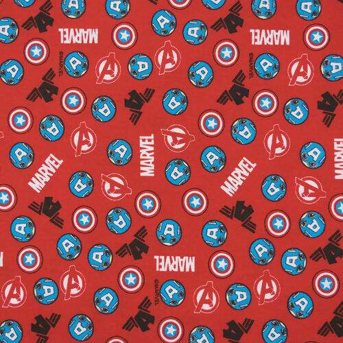 Tecido de Algodão Estampado (Meio Metro) - Coleção Marvel Capitão América Vermelho