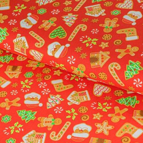 Tecido de Algodão Estampado (Meio Metro) - 2302 Natal Docinhos Feliz Natal