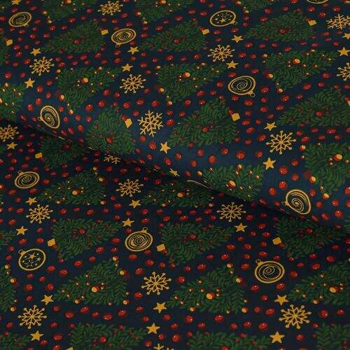 Tecido de Algodão Estampado (Meio Metro) - 2309 Natal Pinheiros Marinho
