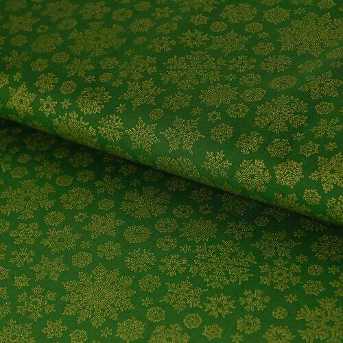 Tecido de Algodão Estampado (Meio Metro) - 2313 Natal Flocos de Neve Verde