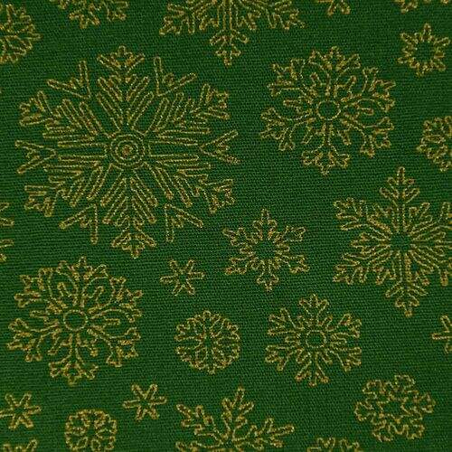 Tecido de Algodão Estampado (Meio Metro) - 2313 Natal Flocos de Neve Verde