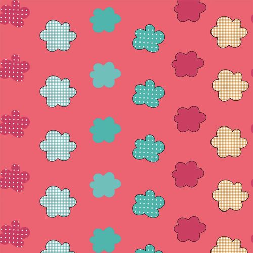 Tecido de Algodão Estampado (Meio Metro) - Coleção Baby Train Cor da Coleção Baby Train:11004 - Nuvens Multicolor