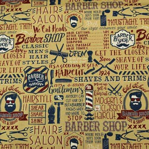 Tecido de Algodão Estampa Digital (Meio Metro) - Barbearia Hipster