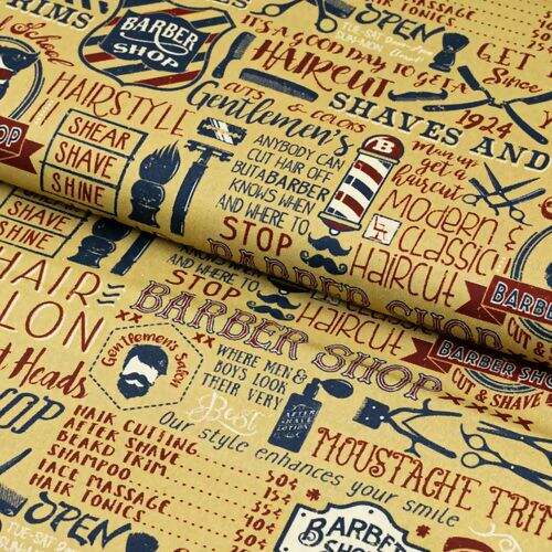 Tecido de Algodão Estampa Digital (Meio Metro) - Barbearia Hipster
