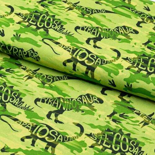 Tecido de Algodão Estampa Digital (Meio Metro) - Dinossauros Fundo Verde