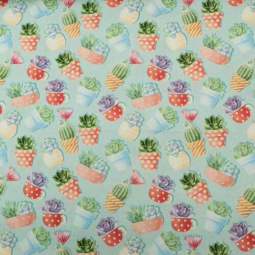 Tecido de Algodão Estampa Digital (Meio Metro) - Enfeites Suculentas