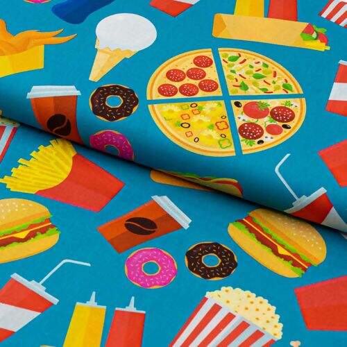 Tecido de Algodão Estampa Digital (Meio Metro) - Fast Food