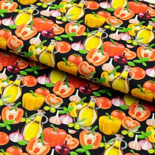 Tecido de Algodão Estampa Digital (Meio Metro) - Legumes