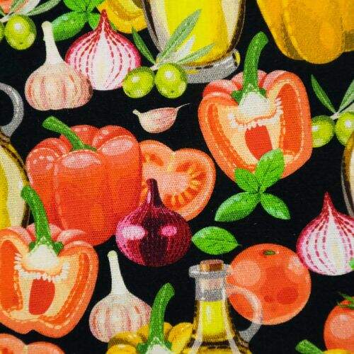 Tecido de Algodão Estampa Digital (Meio Metro) - Legumes