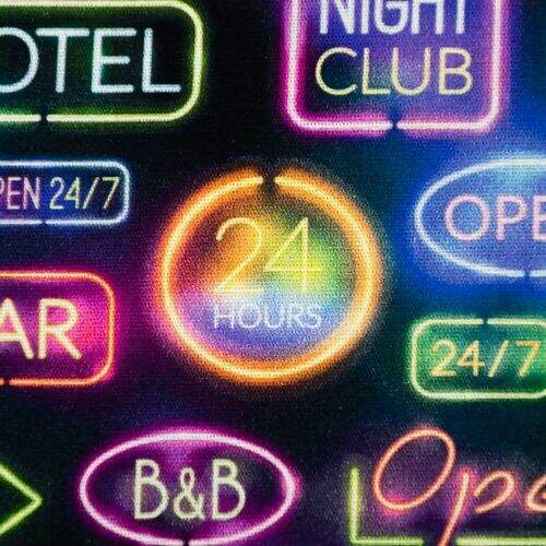 Tecido de Algodão Estampa Digital (Meio Metro) - Placas Néon