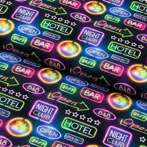 Tecido de Algodão Estampa Digital (Meio Metro) - Placas Néon