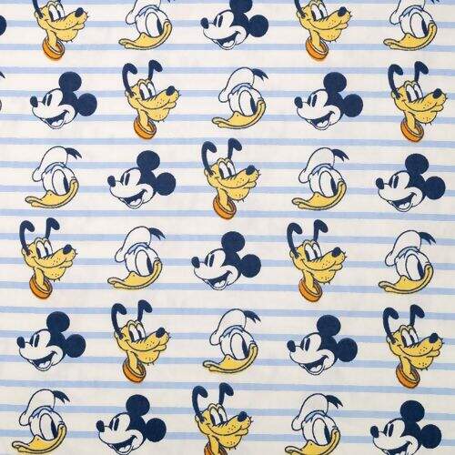 Tecido de Algodão Estampado (Meio Metro) - Coleção Disney Mickey Donald Pluto