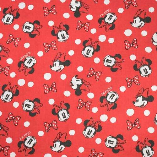 Tecido de Algodão Estampado (Meio Metro) - Coleção Disney Minnie Mouse Vermelho Poá