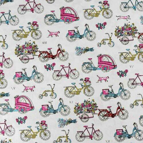 Tecido de Algodão Estampado (Meio Metro) - Bicicletas