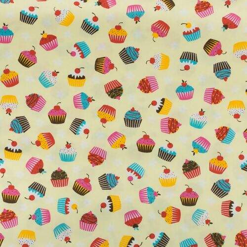 Tecido de Algodão Estampado Círculo 0,50 x1,50 mt - Cor 2076 Cupcake Creme