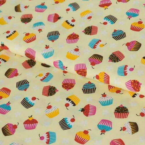 Tecido de Algodão Estampado Círculo 0,50 x1,50 mt - Cor 2076 Cupcake Creme