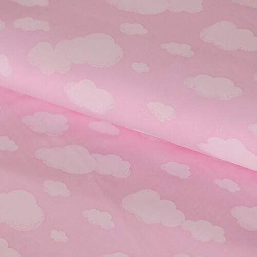 Tecido de Algodão Estampado (Meio Metro) - Nuvem Rosa
