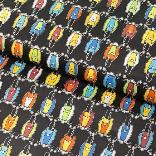 Tecido de Algodão Estampado (Meio Metro) - Lambretas