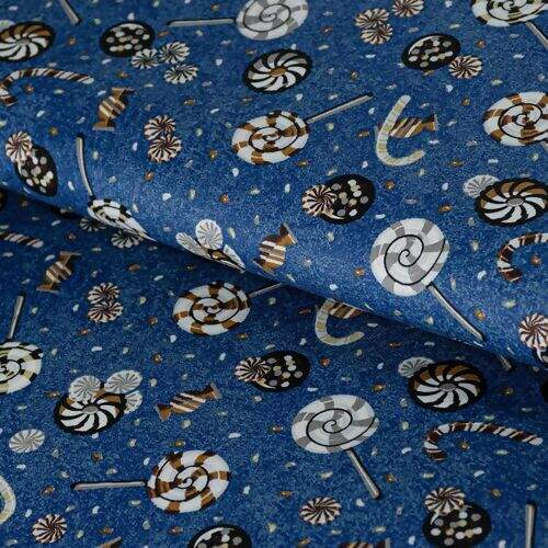 Tecido de Algodão Estampado (Meio Metro) - Pirulitos Jeans