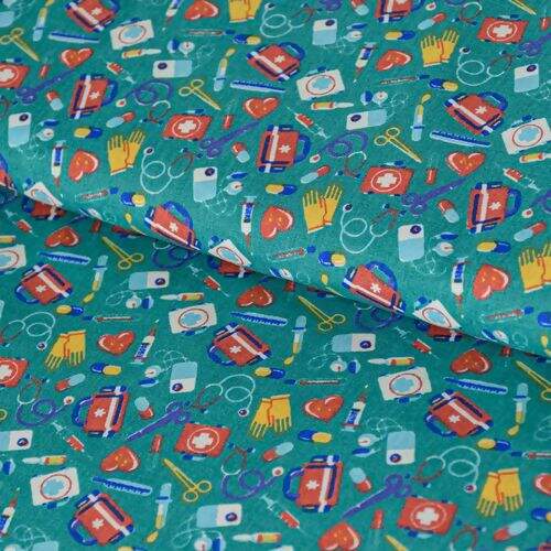 Tecido de Algodão Estampado (Meio Metro) - Primeiros Socorros