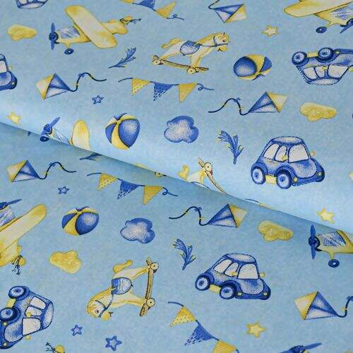 Tecido de Algodão Estampado (Meio Metro) - Toys Jeans