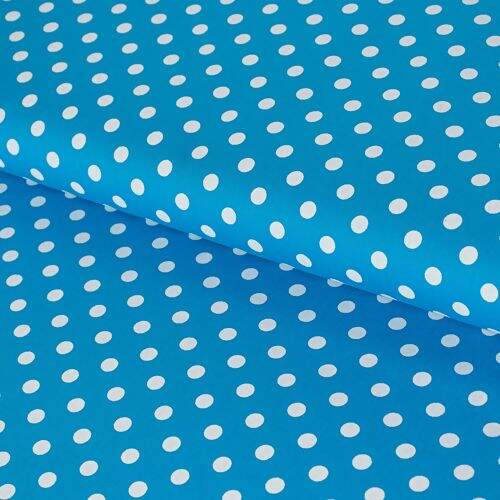Tecido de Algodão Estampado (Meio Metro) - Turquesa e Bola Branca