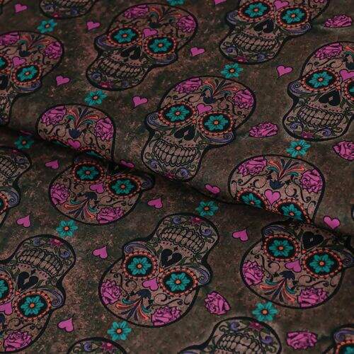 Tecido de Algodão Estampado (Meio Metro) - Caveira Charme